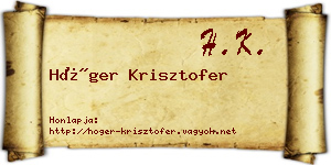 Höger Krisztofer névjegykártya